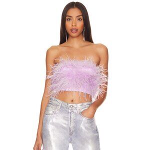 BNWOT Lovers + Friends Lavender Feather Boa Crop Top, Size S